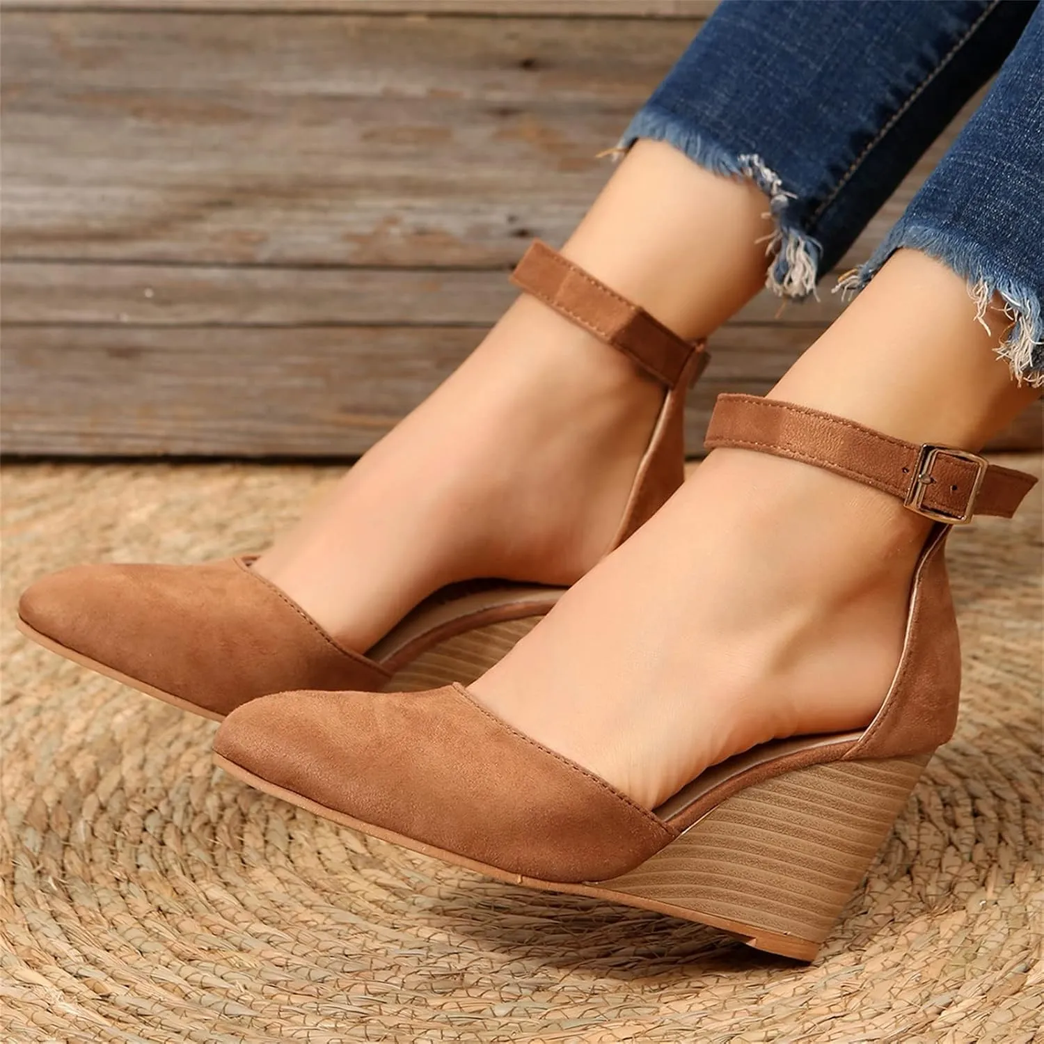 Platform Sandals Women Wedge Backstrap Cork Sole Casual Summer Slides Non-Slip Rubber Outsole 2025 Spring and Summer Vacation