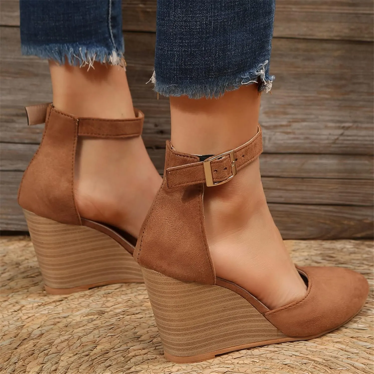 Platform Sandals Women Wedge Backstrap Cork Sole Casual Summer Slides Non-Slip Rubber Outsole 2025 Spring and Summer Vacation