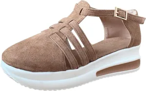 Platform Sandals Women Wedge Cork Platform Adjustable Buckle Straps Casual Beach Sandals Slip-Resistant Sole 2025 Spring and Summer Vacation