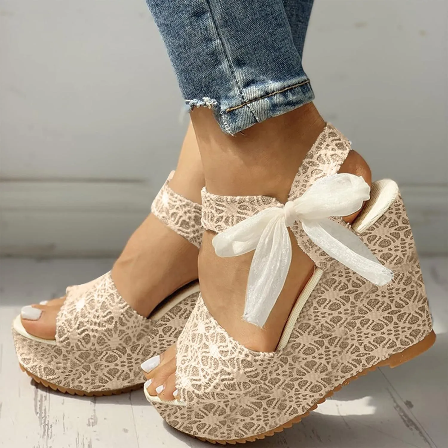 Platform Sandals Women Wedge Cork Platform Adjustable Buckle Straps Casual Beach Sandals Slip-Resistant Sole 2025 Spring and Summer Vacation