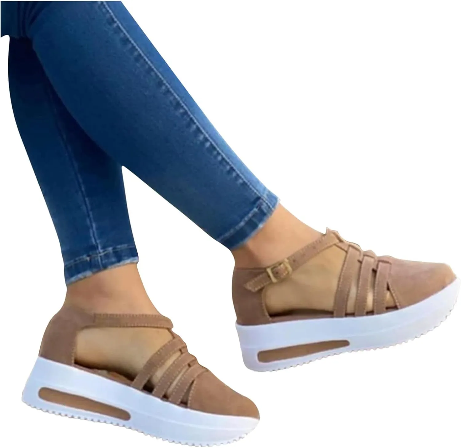 Platform Sandals Women Wedge Cork Platform Adjustable Buckle Straps Casual Beach Sandals Slip-Resistant Sole 2025 Spring and Summer Vacation