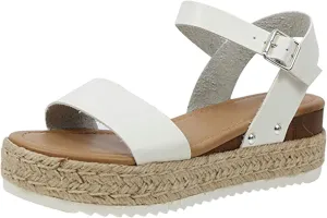 Platform Sandals Women Wedge Cork Platform Adjustable Buckle Straps Casual Beach Sandals Slip-Resistant Sole 2025 Spring and Summer Vacation