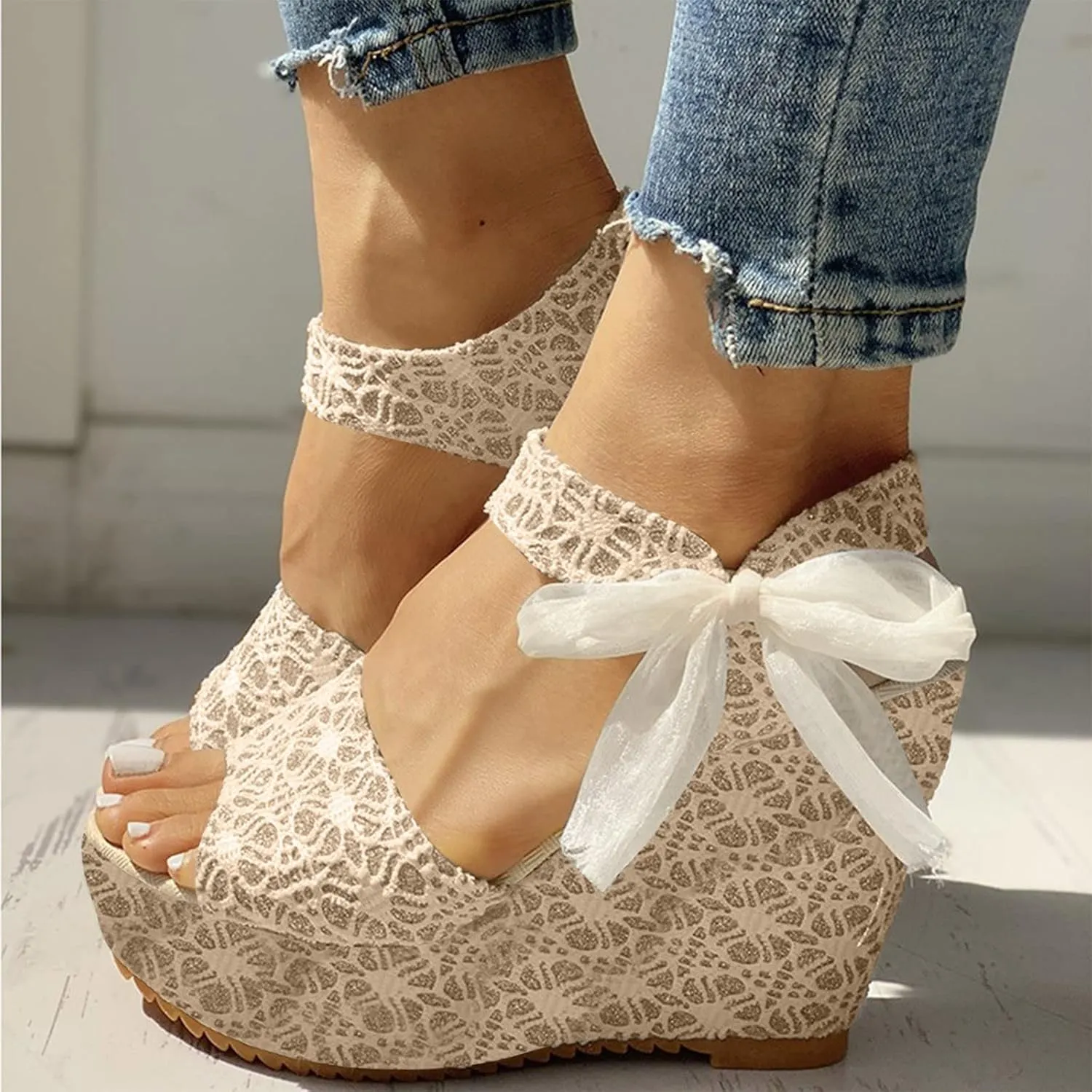 Platform Sandals Women Wedge Cork Platform Adjustable Buckle Straps Casual Beach Sandals Slip-Resistant Sole 2025 Spring and Summer Vacation