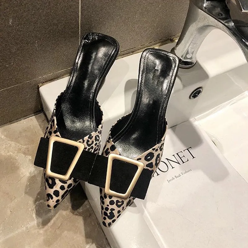 Pointed Buckle Heel Shoes