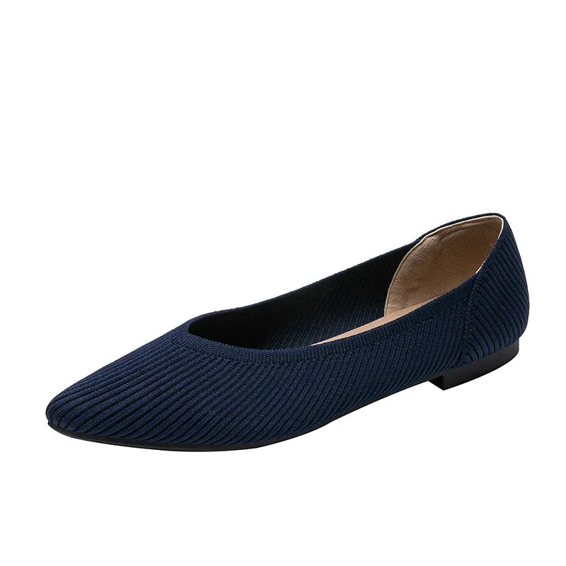 Pointed Shallow Mouth Flat Sole Shoes Women's Casual Large Size Boat Shoes Commuter Shoes
