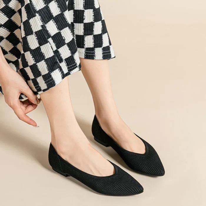 Pointed Shallow Mouth Flat Sole Shoes Women's Casual Large Size Boat Shoes Commuter Shoes