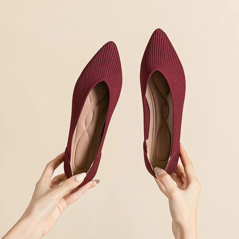 Pointed Shallow Mouth Flat Sole Shoes Women's Casual Large Size Boat Shoes Commuter Shoes