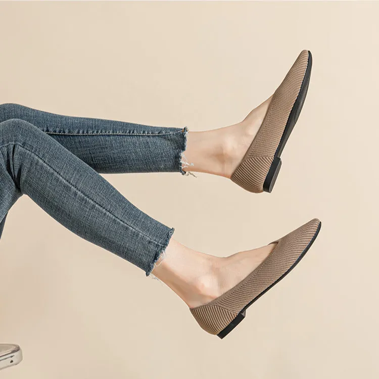 Pointed Shallow Mouth Flat Sole Shoes Women's Casual Large Size Boat Shoes Commuter Shoes