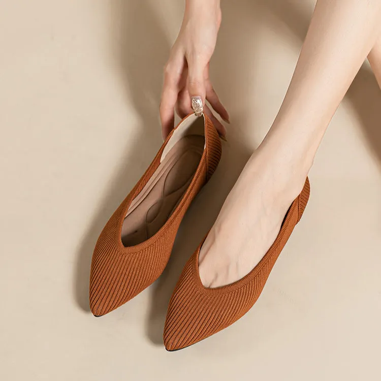 Pointed Shallow Mouth Flat Sole Shoes Women's Casual Large Size Boat Shoes Commuter Shoes