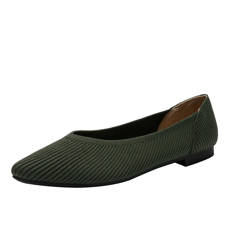Pointed Shallow Mouth Flat Sole Shoes Women's Casual Large Size Boat Shoes Commuter Shoes