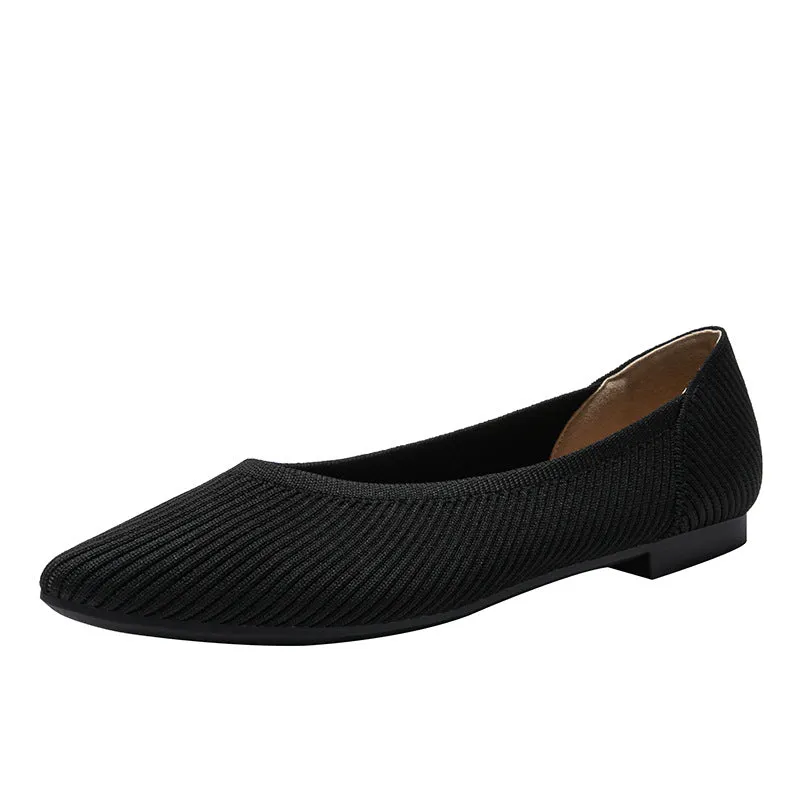 Pointed Shallow Mouth Flat Sole Shoes Women's Casual Large Size Boat Shoes Commuter Shoes
