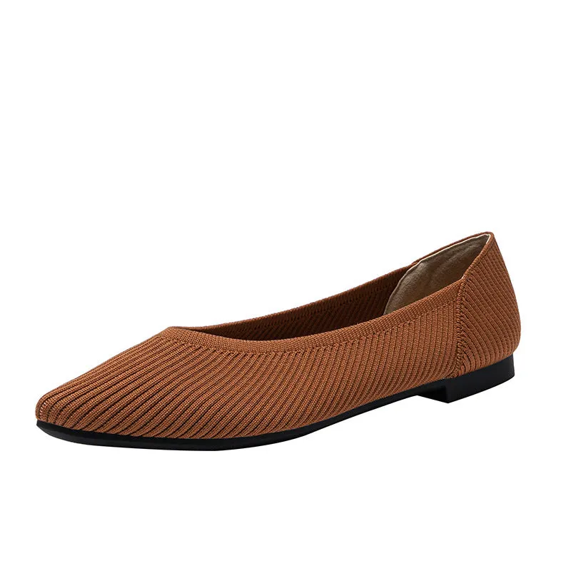 Pointed Shallow Mouth Flat Sole Shoes Women's Casual Large Size Boat Shoes Commuter Shoes