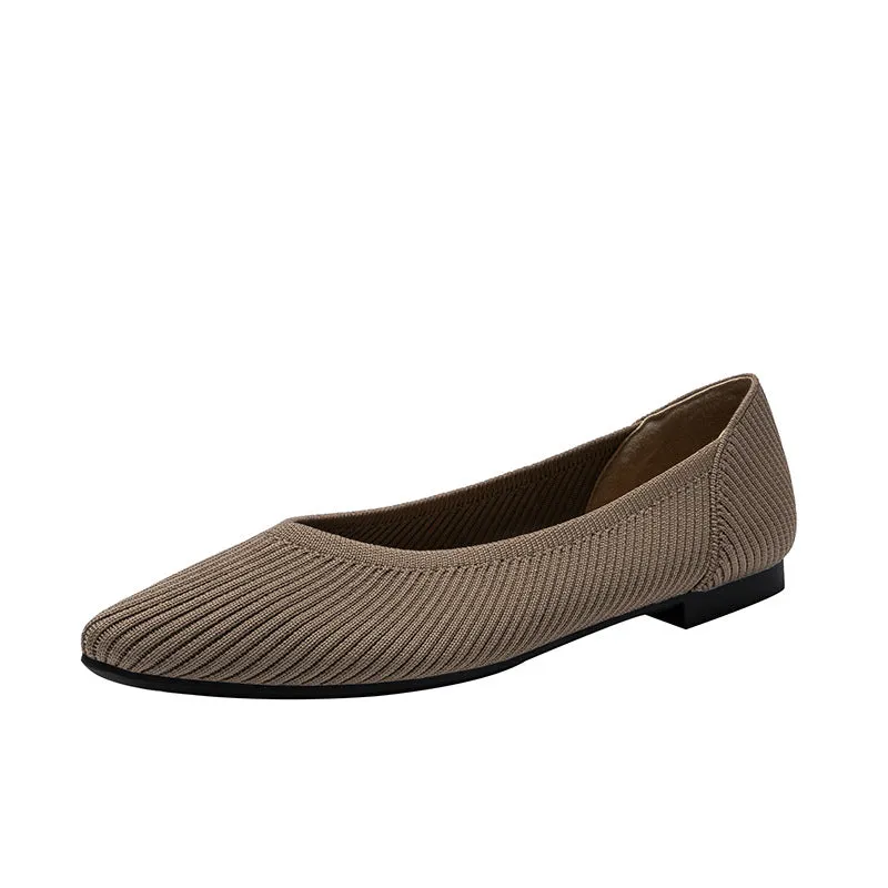 Pointed Shallow Mouth Flat Sole Shoes Women's Casual Large Size Boat Shoes Commuter Shoes