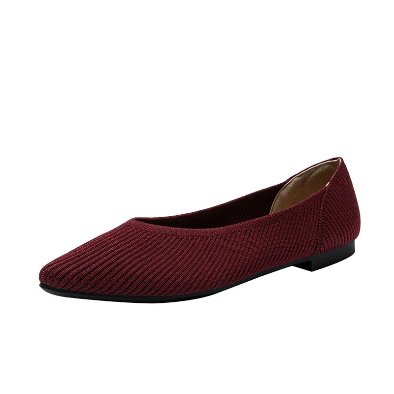 Pointed Shallow Mouth Flat Sole Shoes Women's Casual Large Size Boat Shoes Commuter Shoes