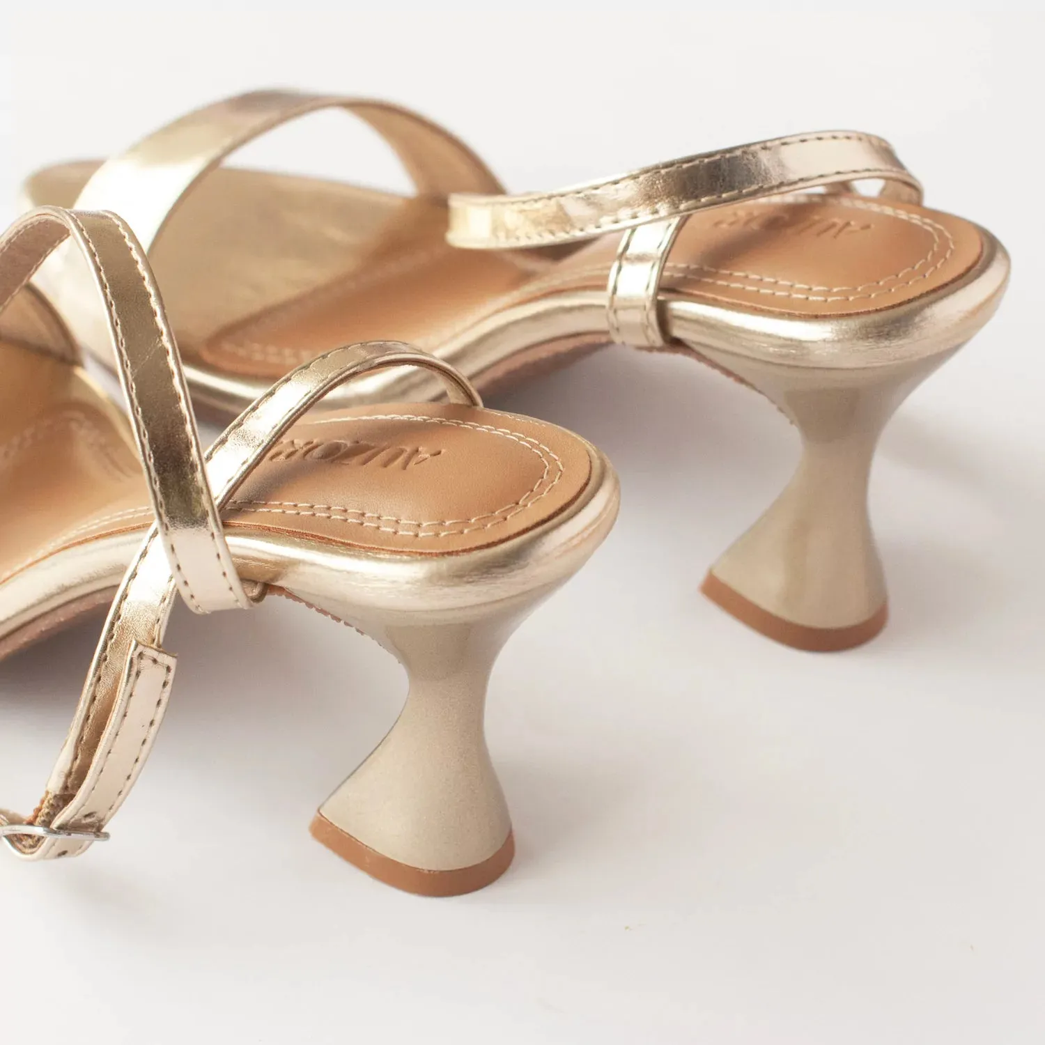 Pointed Toe Golden Kitten Heels