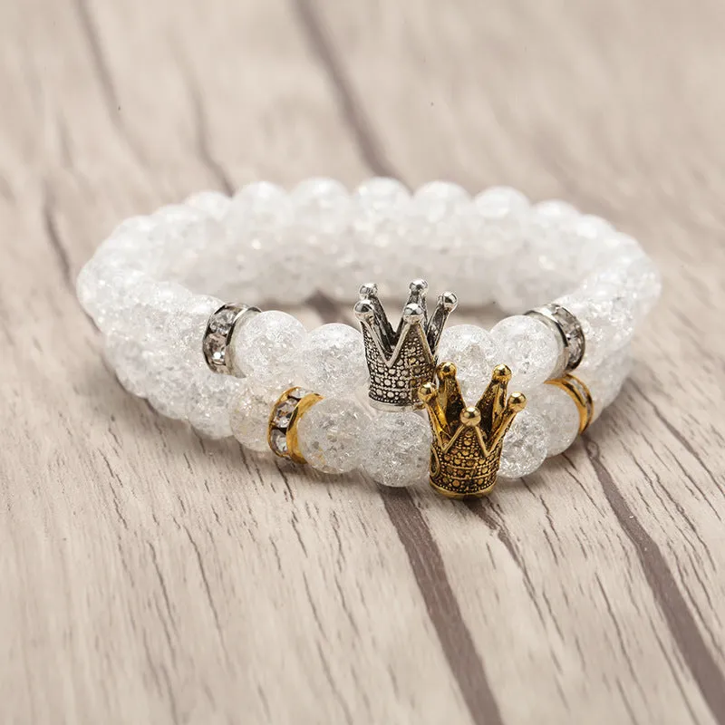 Popcorn Crystal Beaded Bracelets with Crown Charm