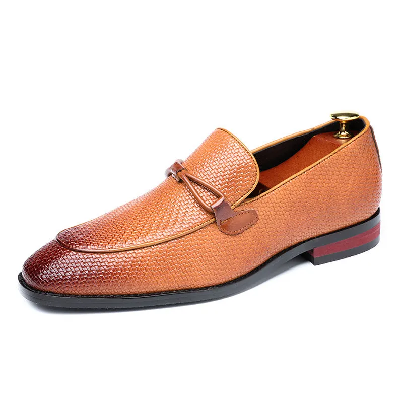 Popular Men's Shoes Woven Fringed Tide Shoes Derby Shoes Large Size Business PU Leather Shoes