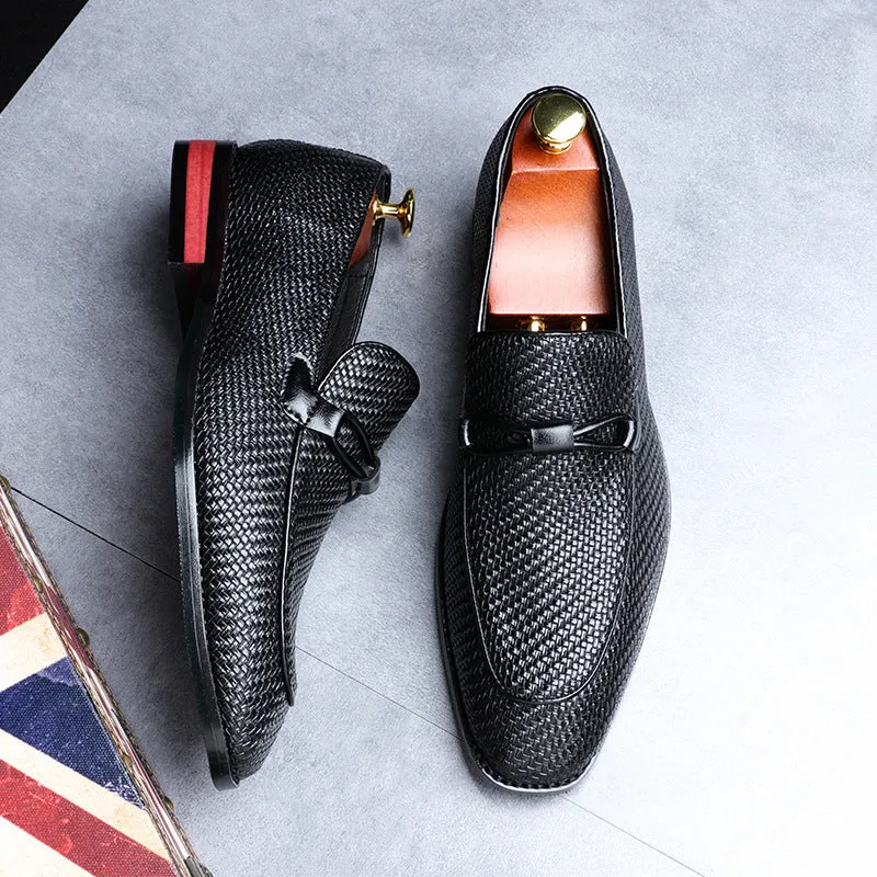 Popular Men's Shoes Woven Fringed Tide Shoes Derby Shoes Large Size Business PU Leather Shoes