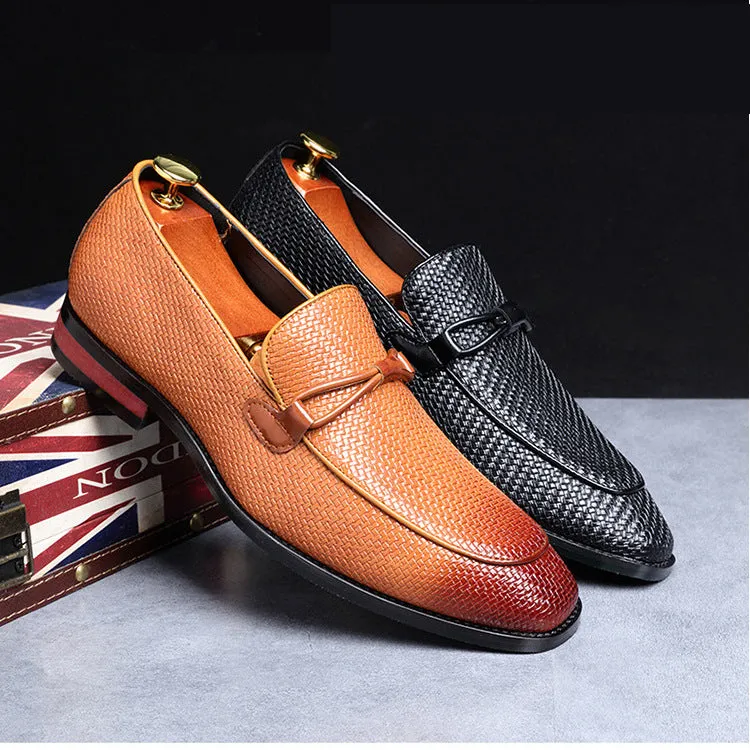 Popular Men's Shoes Woven Fringed Tide Shoes Derby Shoes Large Size Business PU Leather Shoes