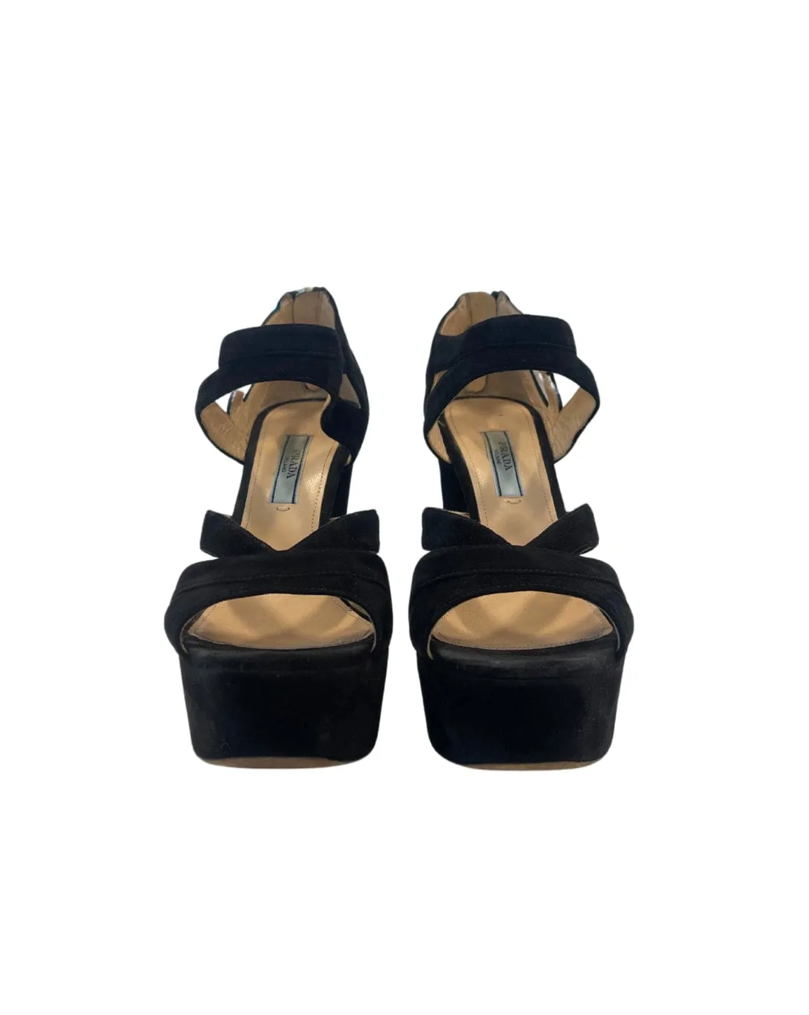 Prada Suede Strap Peep Toe Heels