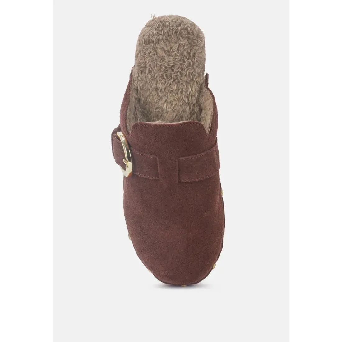Prunus Buckled Suede Mule Clogs