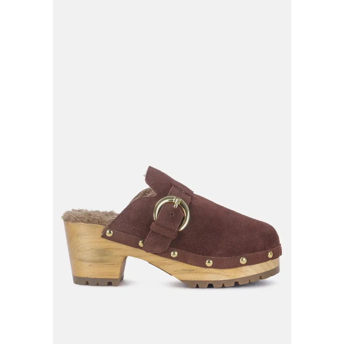 Prunus Buckled Suede Mule Clogs