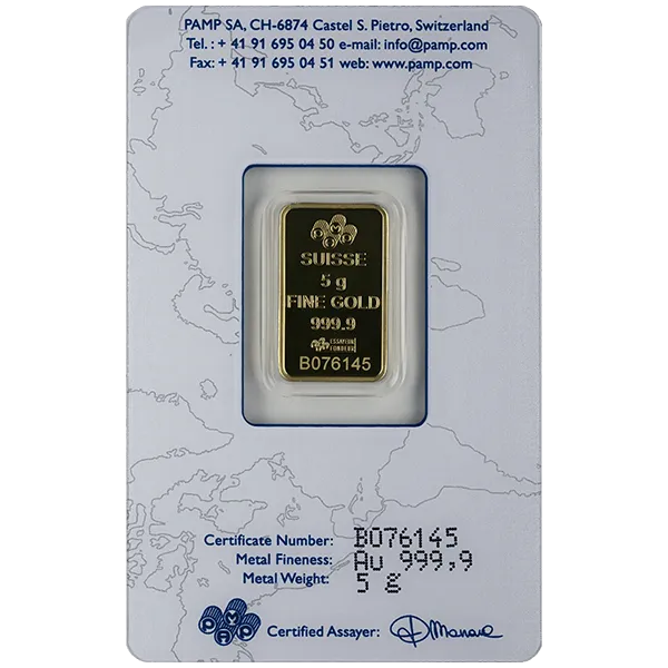 Pure Gold Bars 5 Gram Pamp