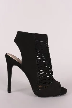 Qupid Suede Perforated Stiletto Mule Heel