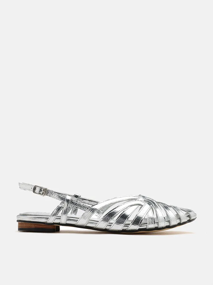 Rebekah Strappy Metallic Slingback Flats
