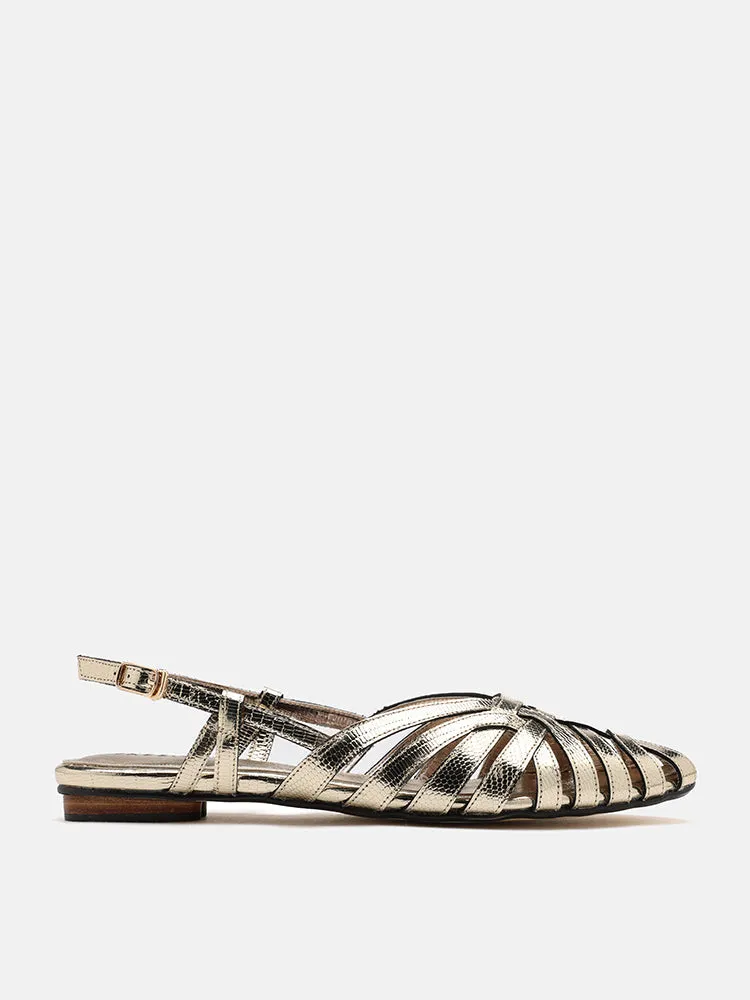 Rebekah Strappy Metallic Slingback Flats