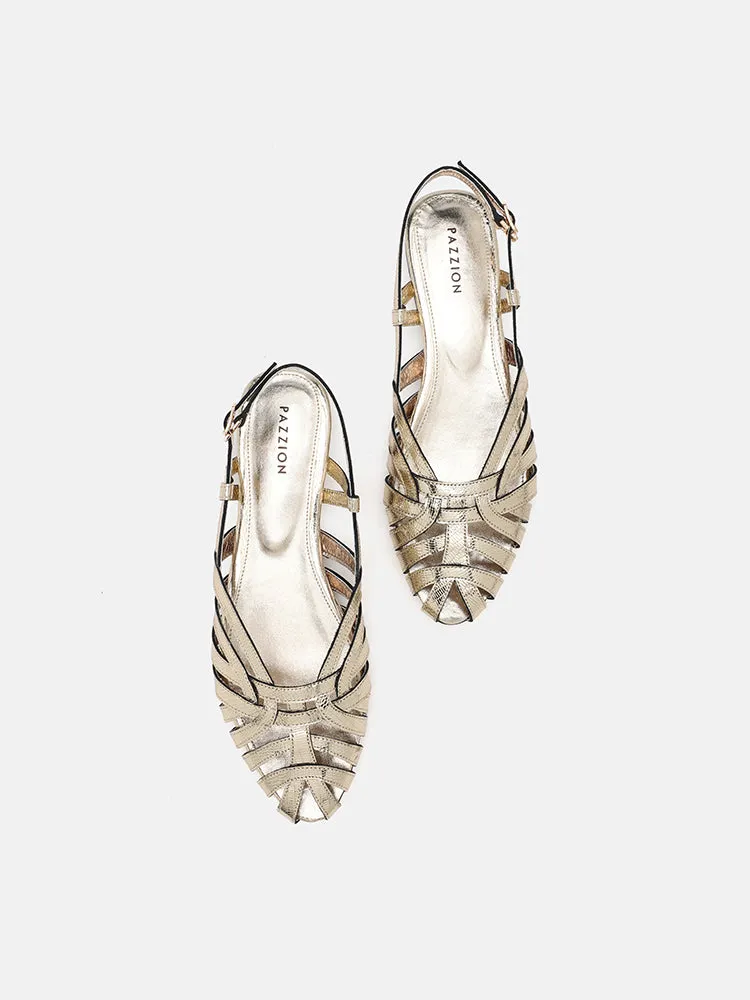 Rebekah Strappy Metallic Slingback Flats