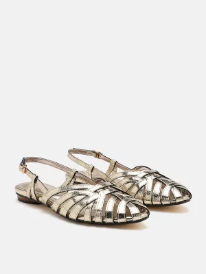 Rebekah Strappy Metallic Slingback Flats