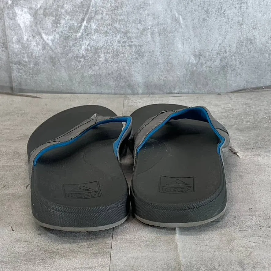REEF Men's Gray Faux Leather Cushion Spring Flip Flops SZ 9