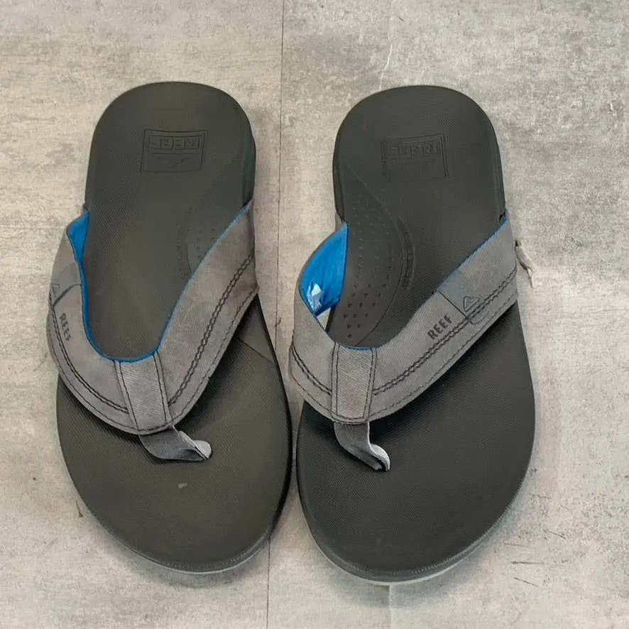 REEF Men's Gray Faux Leather Cushion Spring Flip Flops SZ 9