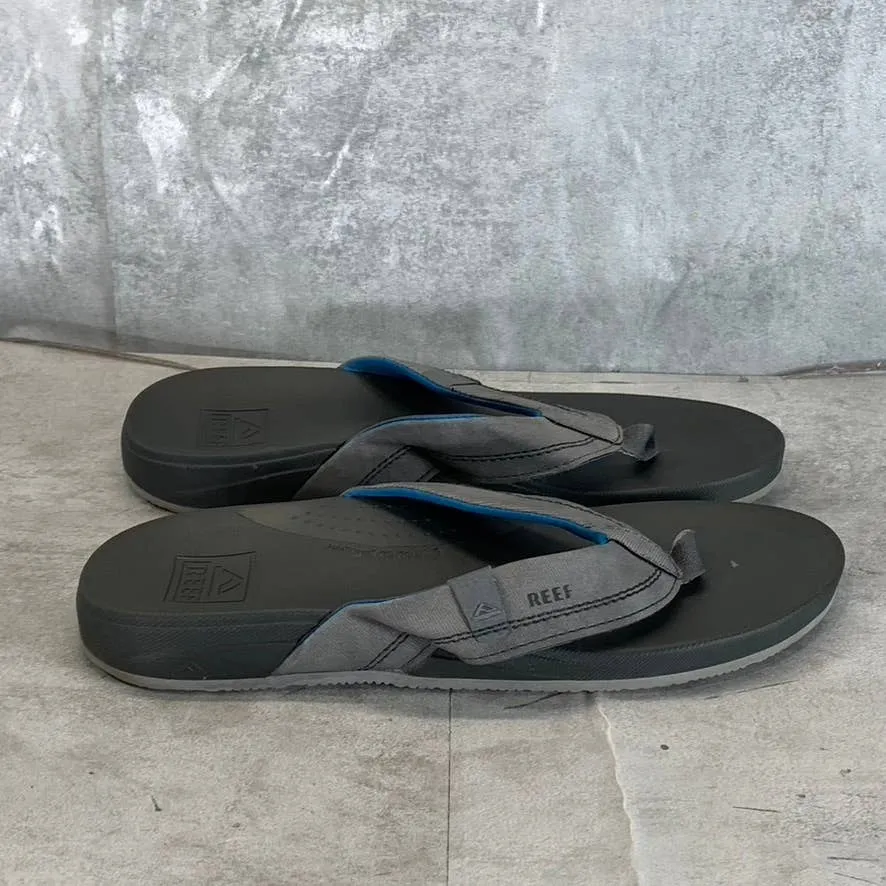 REEF Men's Gray Faux Leather Cushion Spring Flip Flops SZ 9
