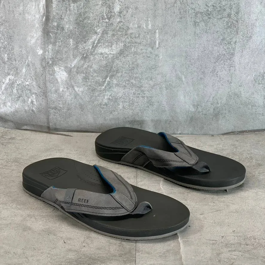 REEF Men's Gray Faux Leather Cushion Spring Flip Flops SZ 9
