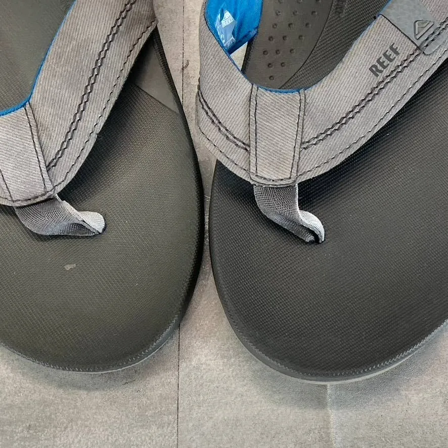 REEF Men's Gray Faux Leather Cushion Spring Flip Flops SZ 9