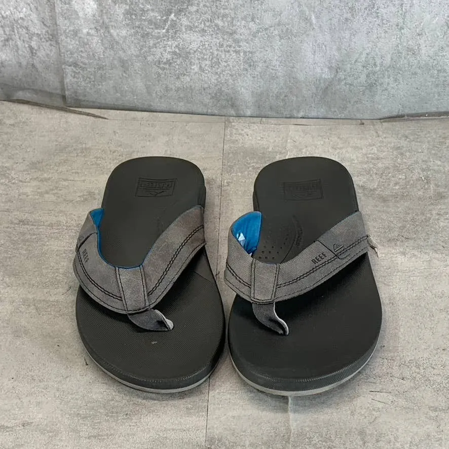 REEF Men's Gray Faux Leather Cushion Spring Flip Flops SZ 9