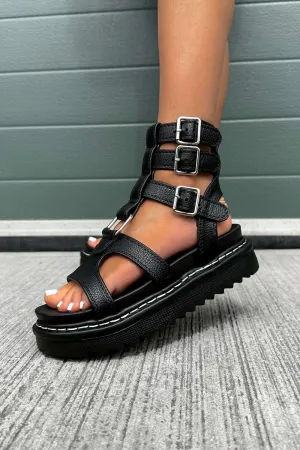 RENEGADE Chunky Buckle Gladiator Sandals - Black