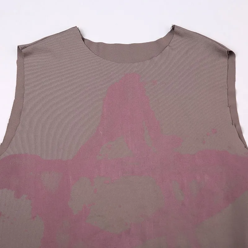 Retro Printed Sleeveless Star Cute Top