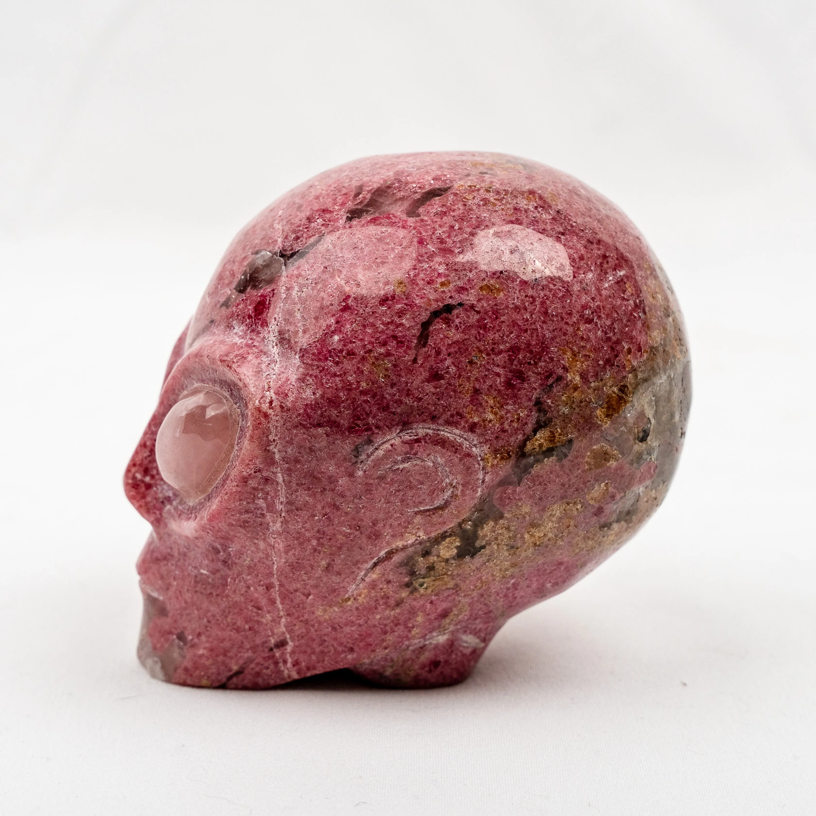 Rhodonite 3.75" Crystal Alien with Rose Quartz Eyes