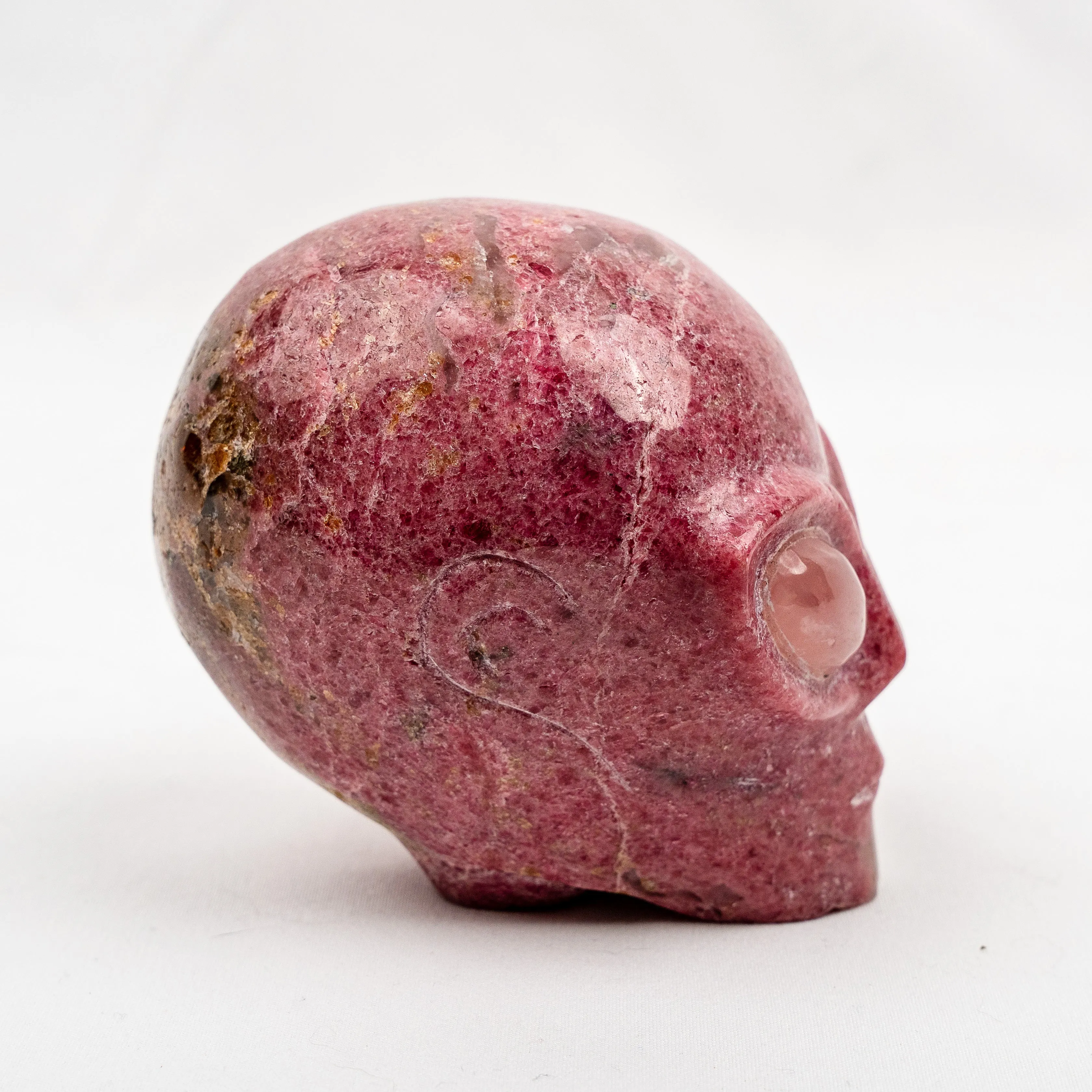 Rhodonite 3.75" Crystal Alien with Rose Quartz Eyes