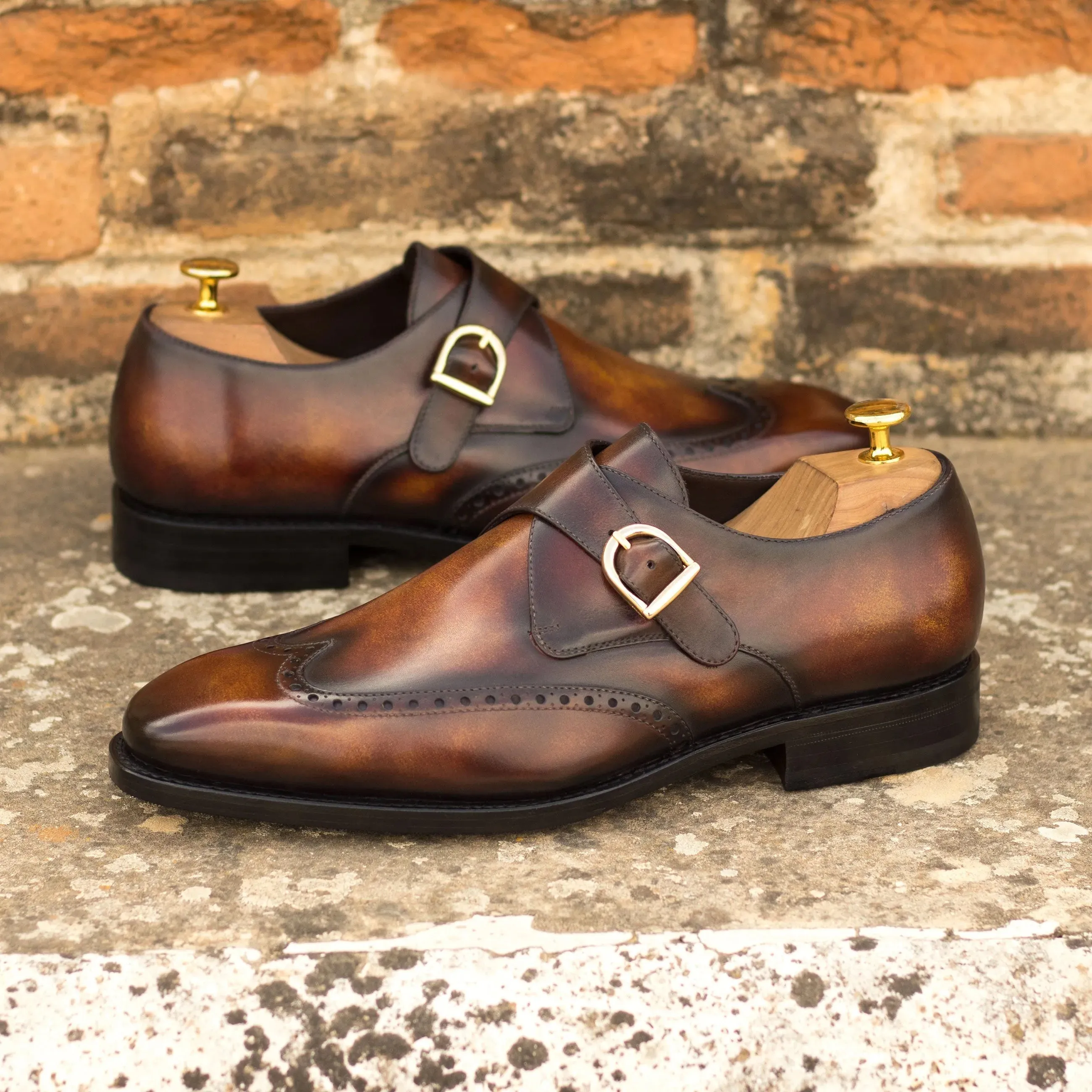 Rinos Single Monk Patina Shoes (sample)