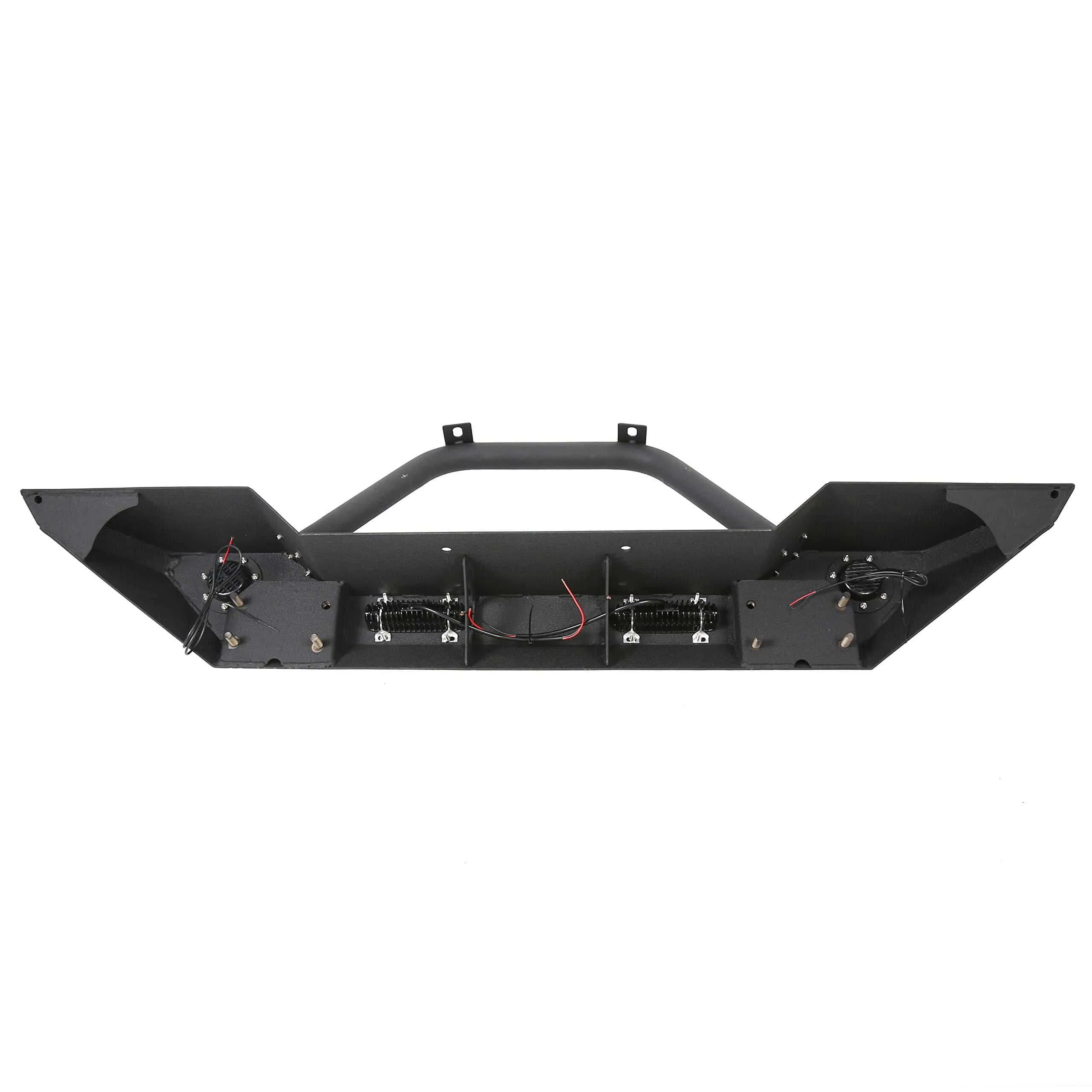 Rock Crawler Front Bumper w/LEDLight Winch Plate Black Textured for 2007-2019 Jeep Wrangler JK Wiring (Harness is Included)