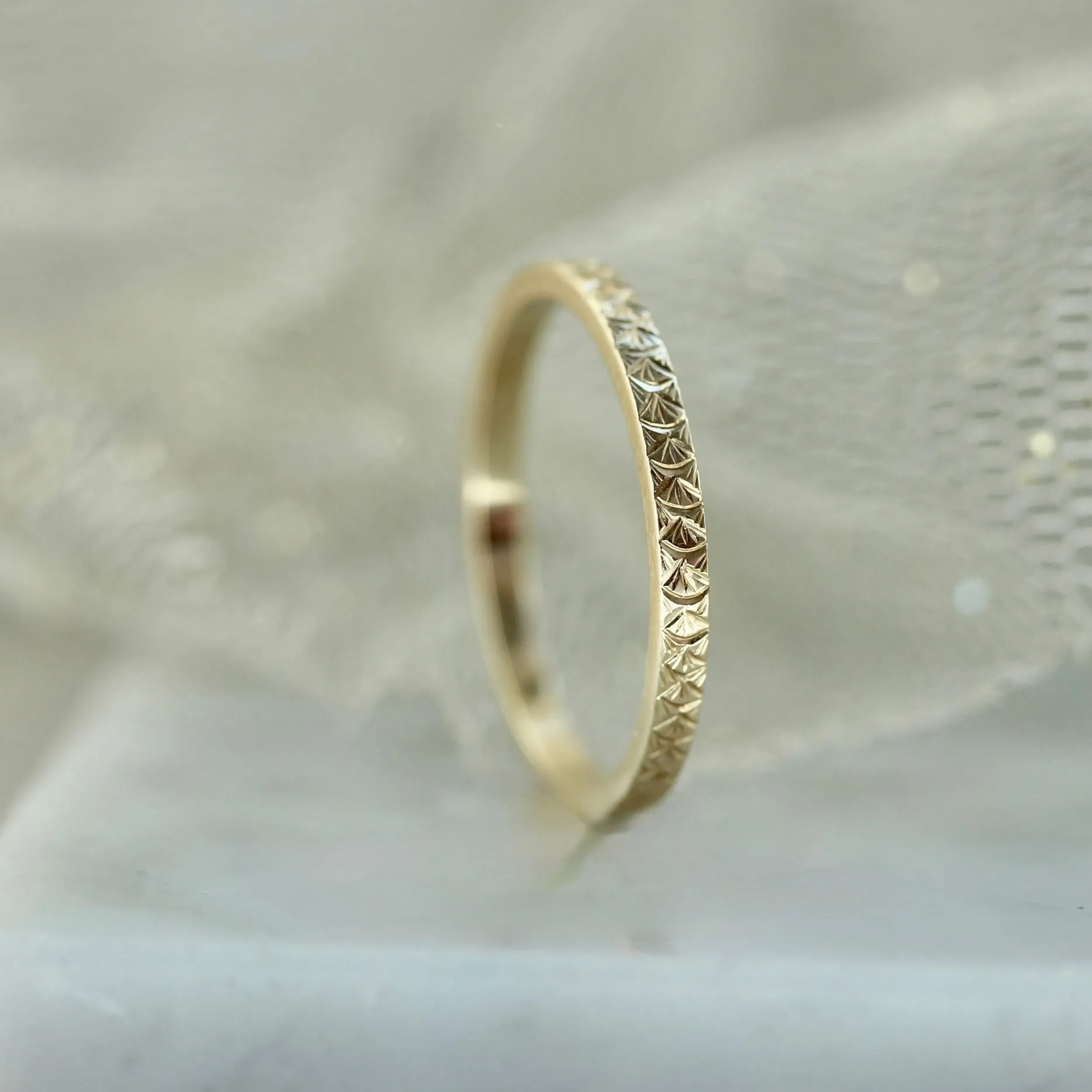 Run Wild Art Deco Engraved Gold Band