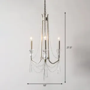 Rustic Nickel Candlestick Chandelier: Pendant Light with Crystal Detailing