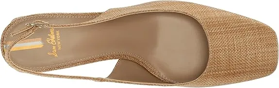 Sam Edelman Terra Buff Tan Slingback Strap Squared Toe Block Heeled Pumps