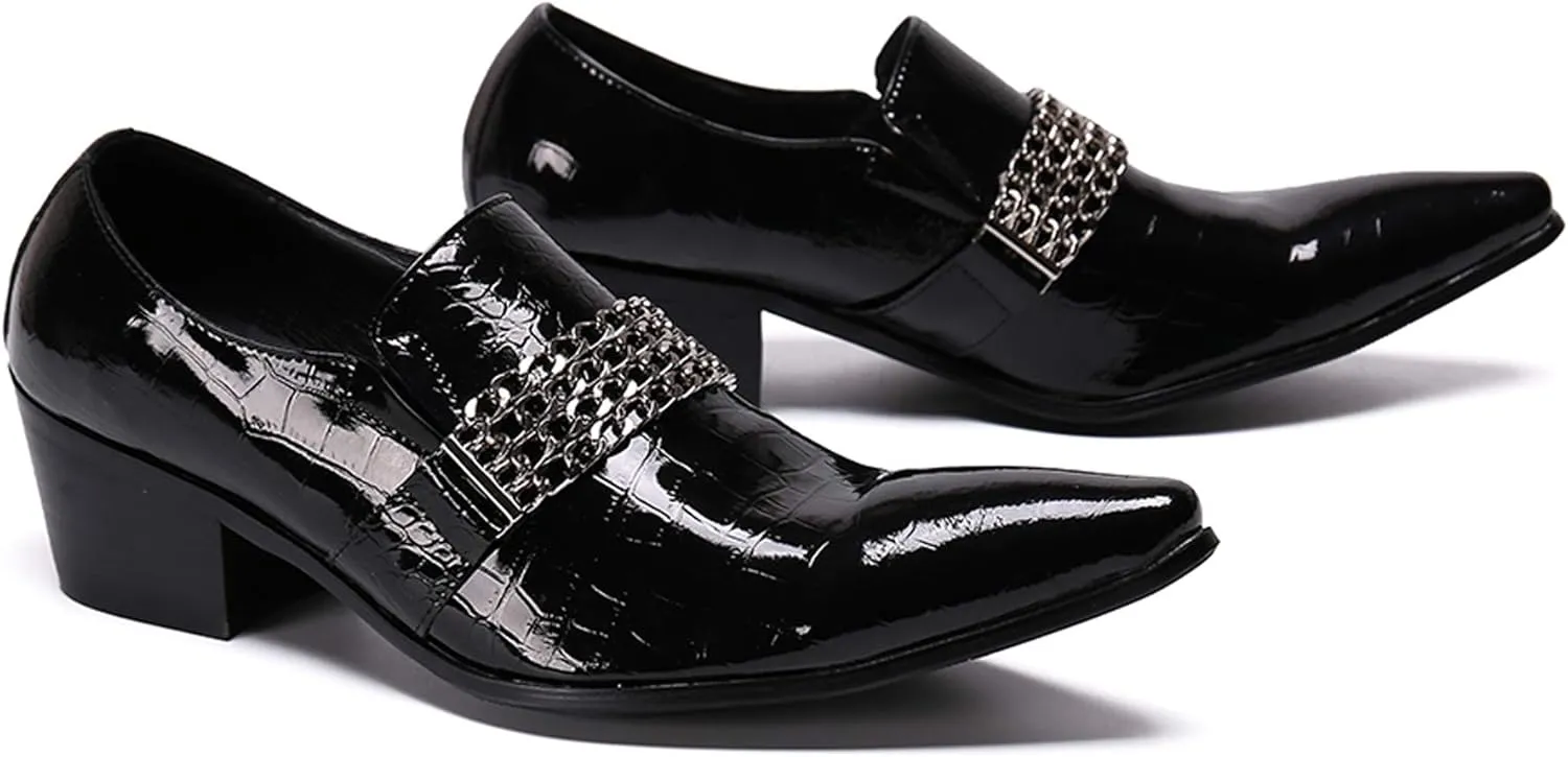 Santimon Mens Loafers Western Leather,Slip On Dress Shoes,Designer Casual Boots for Men
