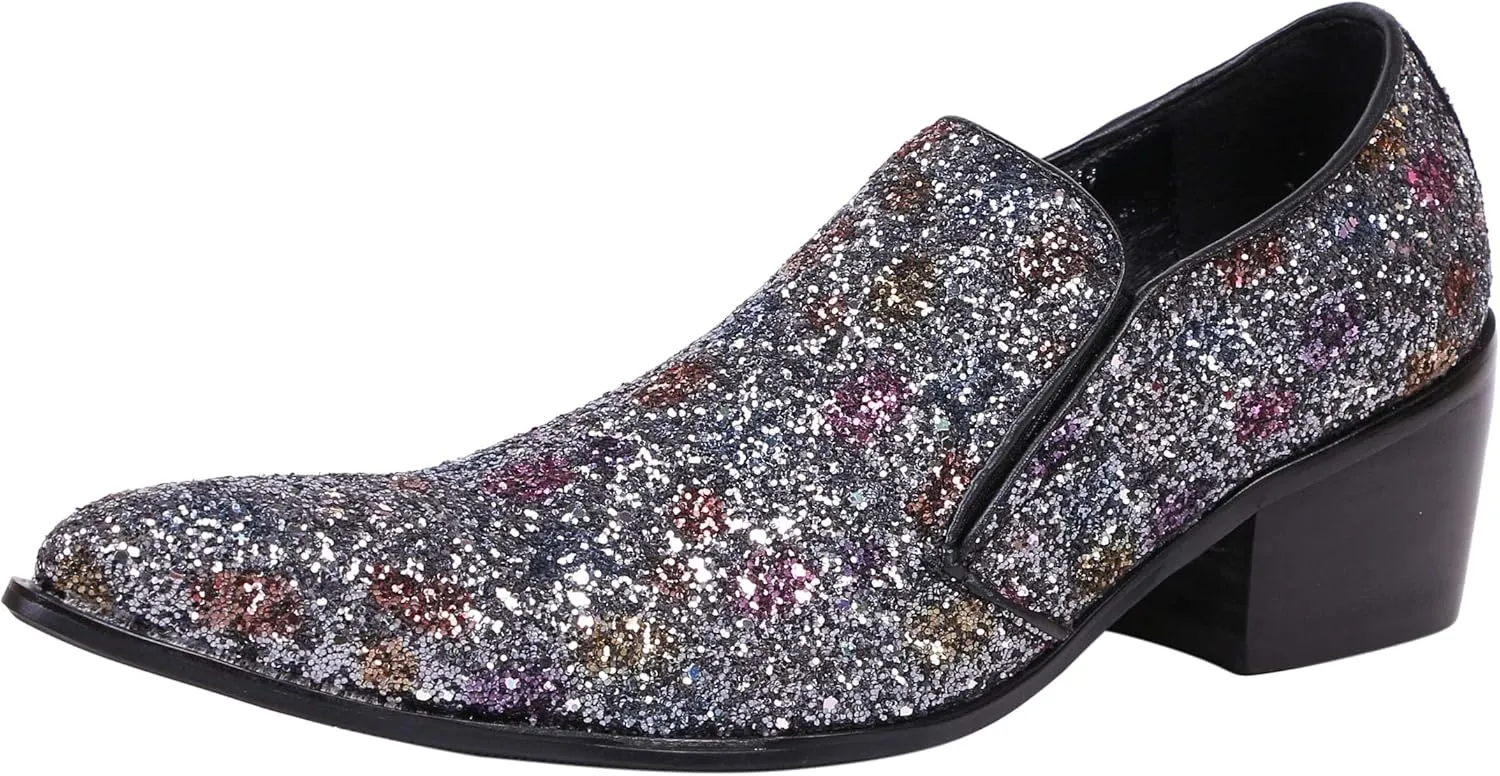 Santimon Mens Loafers Western Leather,Slip On Dress Shoes,Designer Casual Boots for Men