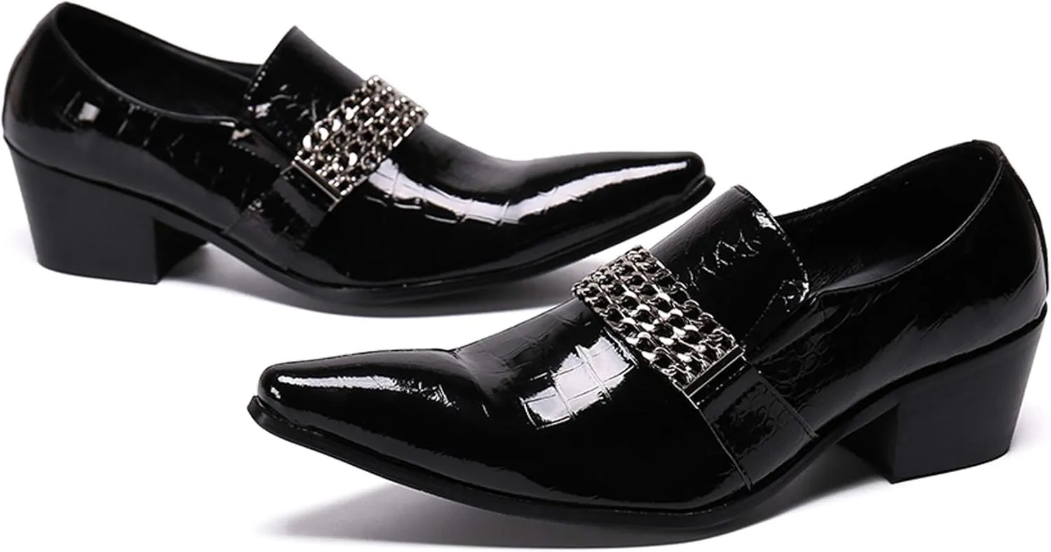 Santimon Mens Loafers Western Leather,Slip On Dress Shoes,Designer Casual Boots for Men